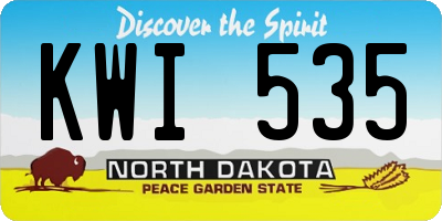 ND license plate KWI535