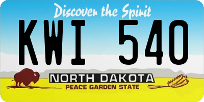 ND license plate KWI540