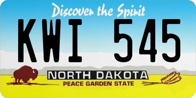 ND license plate KWI545
