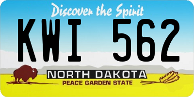 ND license plate KWI562