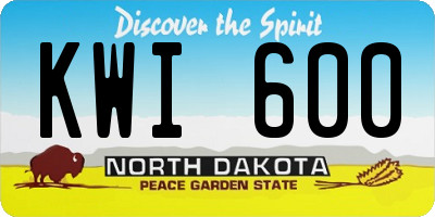 ND license plate KWI600