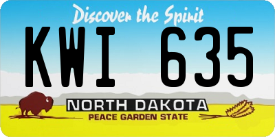 ND license plate KWI635
