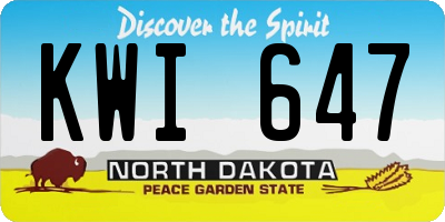 ND license plate KWI647