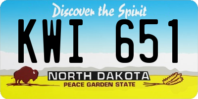 ND license plate KWI651