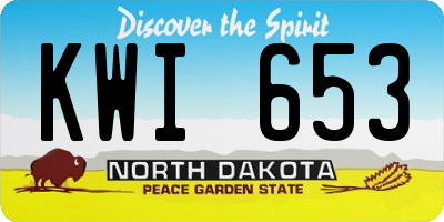 ND license plate KWI653