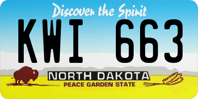 ND license plate KWI663