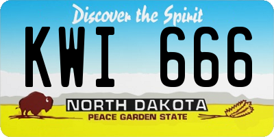 ND license plate KWI666