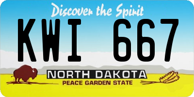 ND license plate KWI667