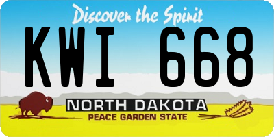 ND license plate KWI668