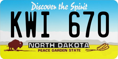 ND license plate KWI670