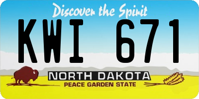 ND license plate KWI671