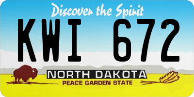 ND license plate KWI672