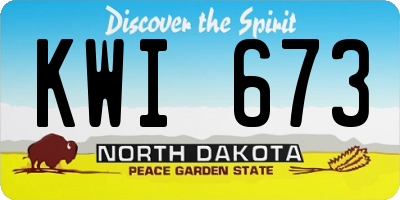ND license plate KWI673