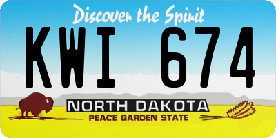 ND license plate KWI674