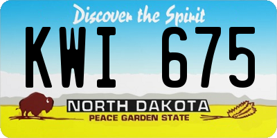 ND license plate KWI675