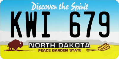 ND license plate KWI679