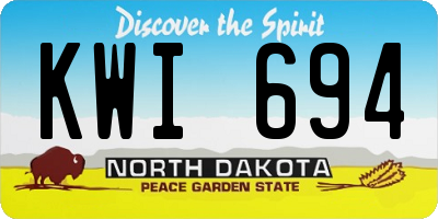ND license plate KWI694