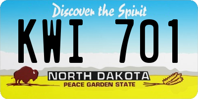 ND license plate KWI701