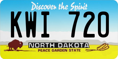 ND license plate KWI720