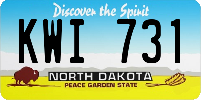 ND license plate KWI731