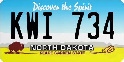 ND license plate KWI734