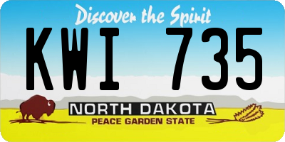 ND license plate KWI735