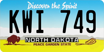 ND license plate KWI749
