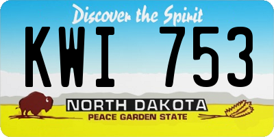 ND license plate KWI753