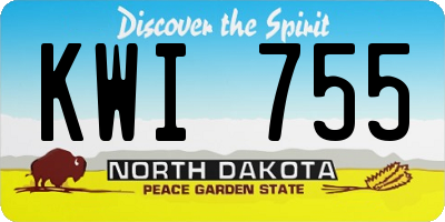 ND license plate KWI755