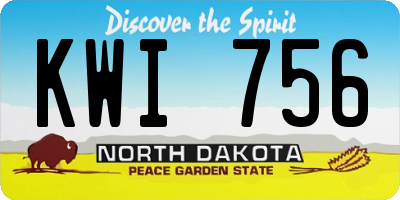 ND license plate KWI756