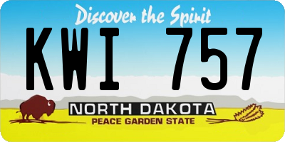 ND license plate KWI757