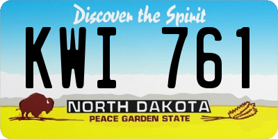 ND license plate KWI761