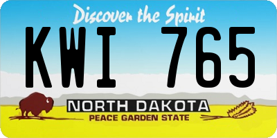 ND license plate KWI765