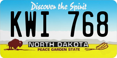ND license plate KWI768