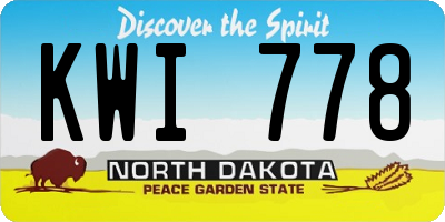 ND license plate KWI778