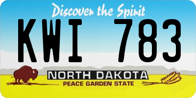 ND license plate KWI783