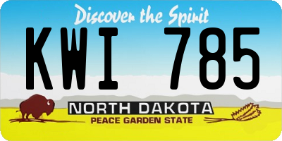 ND license plate KWI785