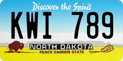 ND license plate KWI789