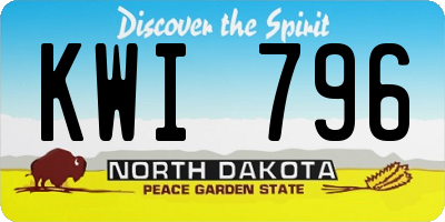 ND license plate KWI796