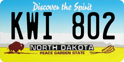 ND license plate KWI802