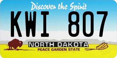 ND license plate KWI807