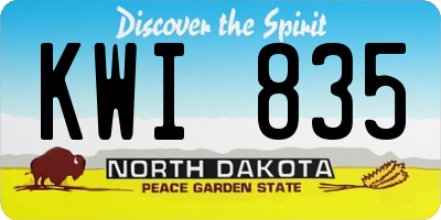 ND license plate KWI835