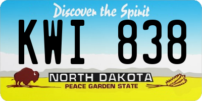 ND license plate KWI838