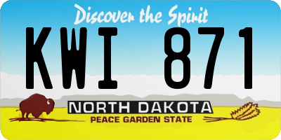 ND license plate KWI871