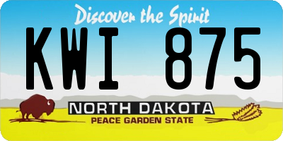 ND license plate KWI875