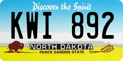 ND license plate KWI892