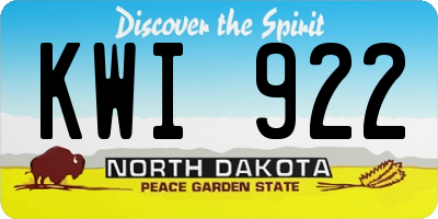 ND license plate KWI922
