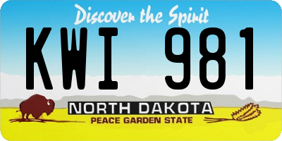 ND license plate KWI981