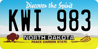 ND license plate KWI983