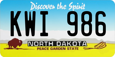ND license plate KWI986